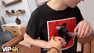 The skinny Russian teen neighbor moans as she gets cum in her tight butthole.