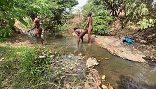 Curvy Brown Skinned Ebony At The Stream