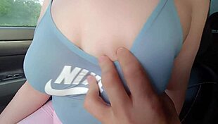 I Gave A Sexy Student A Ride In Return She Gave Me Her Big Tits To Suck In The Car
