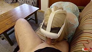 Stepson intensely fucks stepmom while she masturbates in VR glasses and cums in her ass