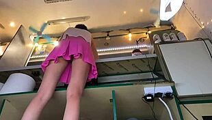 18 Yo Hot Bitch Working With No Bra And Panties During Summer Festival