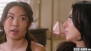 Two horny sitters get fucked by a milf and lesbians in a threesome