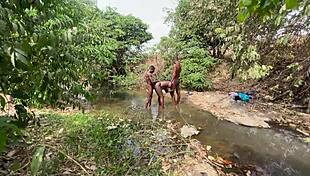 Curvy Brown Skinned Ebony At The Stream