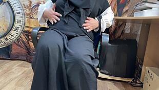 Arab milf woman watches porn and masturbates to orgasm