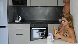 Wife Swallowing Banana Before Morning Fuck