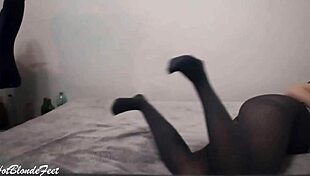 I Love Her Legs - Miley Grey In Fetish Nylon Leggings And Sexy Feet Play