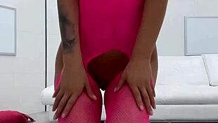 Monika fox poses and teases in pink outfit backstage