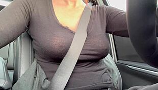 Italian Big Tits Horny Milf Artemisia Love Showing Her Juicy Nipples In The Car