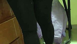 Chubby Maid Flashes Transparent Leggings and Thong in Bold Exhibition