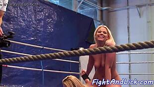Big tits European babe wrestles busty dyke