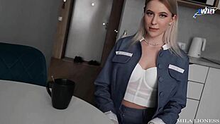 I came to take the exam to the teacher. He fucked me hard, cum on mouth