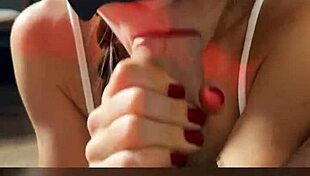 Young redhead in short skirt and stockings filmed on mobile 4k