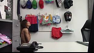 Shoplifter gets a strict cavity search and a big cock from mall guard - liftermilf. Her big ass and tits punished in the garage.