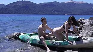 Horny teen couple caught having sex on beach