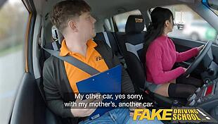 I crave that fake driving school italian with big tits fucking her teacher's huge dick in pov