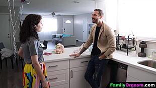 Familyorgasm - step daughter gets on her knees and starts blowing her stepdad
