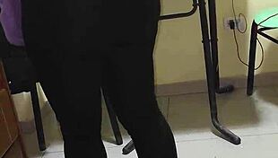 Chubby Maid Flashes Transparent Leggings and Thong in Bold Exhibition