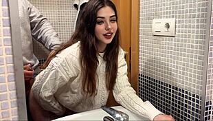 Intense hard sex with boss in bathroom gets fully recorded