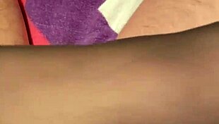 Giving Hubby Footjob in Black Reinforced Toe Stockings