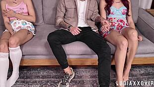 Teen Stepdaughter Gets Used by Perv Stepdad Next to Her Shy Twin Sis