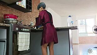 Stepsister Cleans Kitchen While I Fuck Her 😏