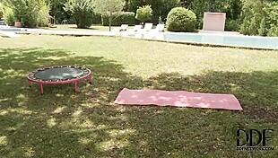 Hot british girls jumping in see-through tights