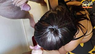 She sucks strangers cock and gets fucked in mouth and throat