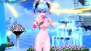 Hatsune Miku Performs AI No Uta In Project Diva Nude Mod Rabbit Hole Costume With Big Tits And Ass