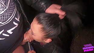 Night face fuck outdoors! Sloppy deepthroat!
