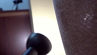 peaches gets interviewed and sucks cock in pov