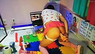 Teen Otaku Schoolgirl Fucked While Masturbating With Dildo