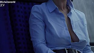 business slave wife goes braless and downblouse in public, flashing her saggy tits outdoors.