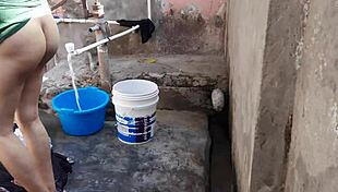 Sexy bhabhi bathes with big wet boobs