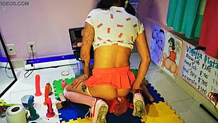 Teen Otaku Schoolgirl Fucked While Masturbating With Dildo