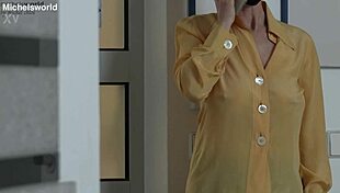 business slave wife goes braless and downblouse in public, flashing her saggy tits outdoors.