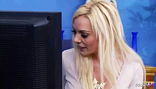 Big tits slim milf secretary seduces stranger for rough office fucking.