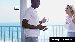 Wild nympho Nina Kayy gets her potty mouth banged by big black cock