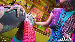 Two Tattooed Lesbians Engage in Play with Large Toys, Achieving Genuine Peaks