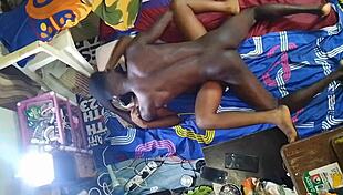 mature woman rides her young 18+ lover roughly like a bull in homemade creampie session