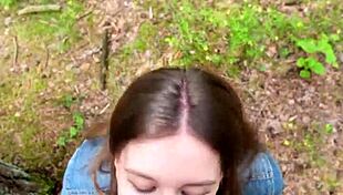 I went for a walk after fucking at home and decided to suck him off again and swallow cum outdoors