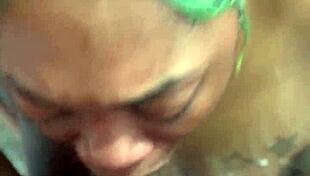 Ghetto amateur trains head and throat in pov session.