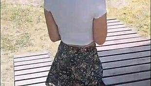 My Girlfriend Exposes Her Pussy Outdoors in Public College Settings