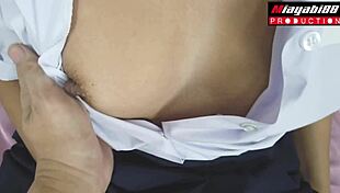 Thai Student 18 With Huge Ass Gets Intense Pussy Fucking And Creampie Cumshot In Skirt