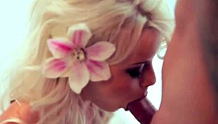 Stunning Blonde Babe Sucking His Cock in Fun Session with Handjob and Cumshot