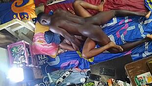 mature woman rides her young 18+ lover roughly like a bull in homemade creampie session