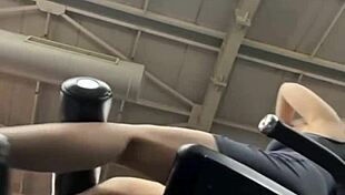 she works out and masturbates in public, feeling the thrill