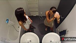 cam girls duo soft bathroom voyeur