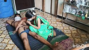 my village bhabhi shivani in green saree