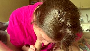 Incredible blowjob from hottie slut girlfriend