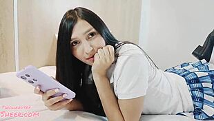 I take my student stepdaughter to a room to seduce her and give her a fuck colegiala